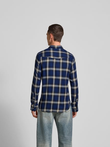 Officine Générale Slim fit vrijetijdsoverhemd met kentkraag Marineblauw - 5