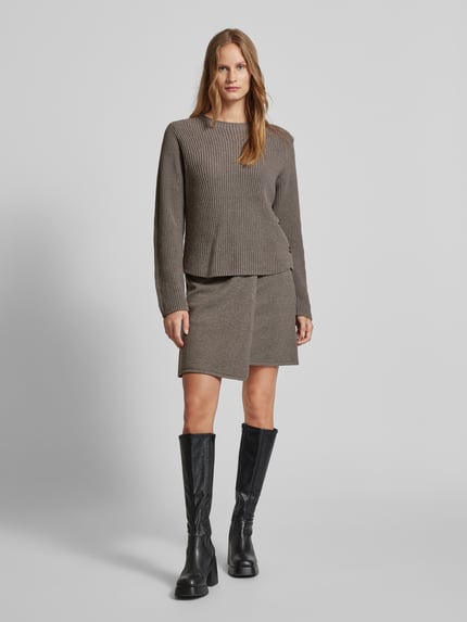 Oui Knie-lange Rok van Wolmix Taupe - 1