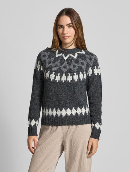 Christian Berg Woman Loose Fit Strickpullover mit Woll-Anteil Anthrazit Melange 4