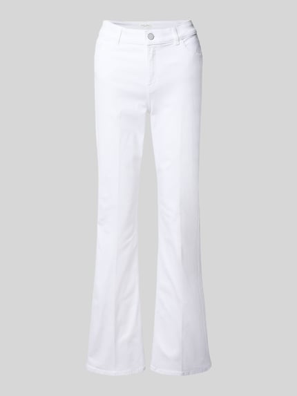 Produktfoto, weiße Flared Cut Jeans mit Eingrifftaschen von Christian Berg Woman aus Baumwoll-Mix mit Stretch-Anteil im Regular-Fit.