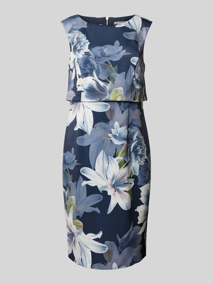 Christian Berg Cocktail Knielange cocktailjurk in laagjeslook Donkerblauw - 2