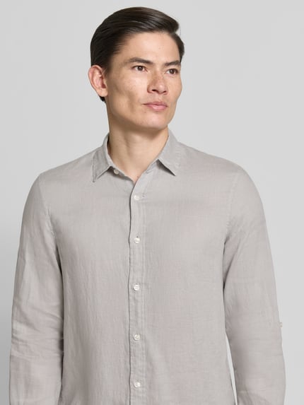 Scotch & Soda Slim Fit Leinenhemd mit Kentkragen Hellgrau 3