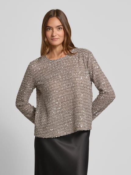 Jake*s Collection Blusenshirt mit Pailletten Mittelgrau Melange 4
