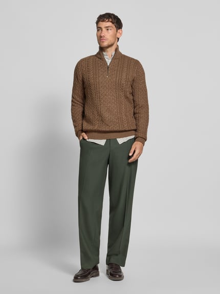 JACK & JONES Premium Sweter z dzianiny z prążkowanymi wykończeniami model ‘BLUSEAN’ Średniobrązowy 1