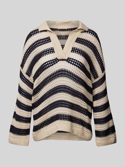 Smith and Soul Gebreide pullover met streepmotief Marineblauw - 2
