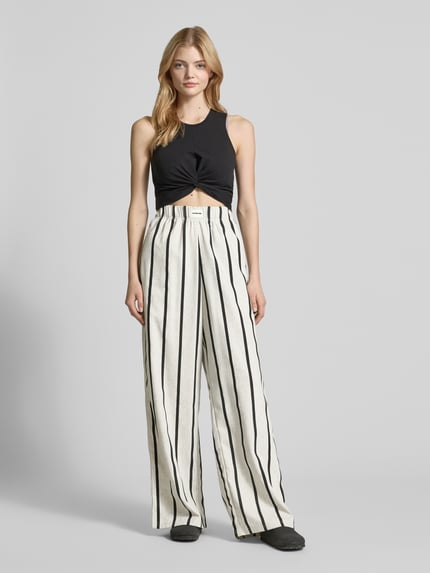 Karo Kauer Loose Fit Stoffhose mit Leinen-Anteil Anthrazit 1