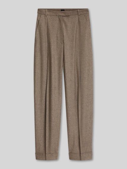 Produktfoto, braune weite Hose aus Viskose-Mix mit Woll-Anteil Modell 'Tornara' von BOSS, Damen Weite Hose von BOSS, glatte Struktur