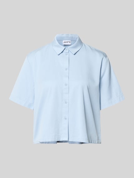 Produktfoto, Boxy Fit Bluse aus Lyocell-Baumwoll-Mix von Jake*s Casual in Hellblau mit Hemdblusenkragen, Knopfleiste, glatter Oberfläche