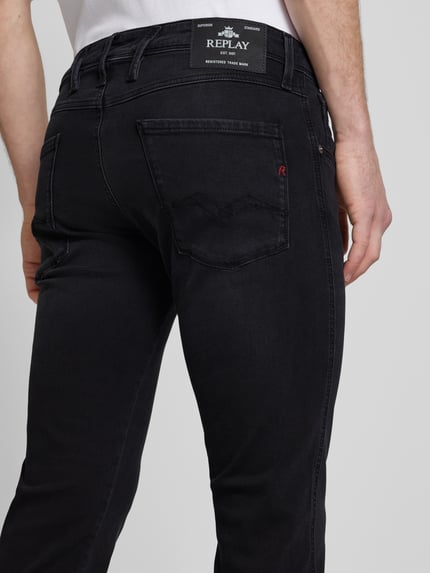 Replay Slim fit jeans met stretch, model 'Anbass' Donkergrijs - 3