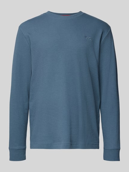 Produktfoto, Regular Fit Pyjama-Oberteil aus Baumwoll-Mix Modell 'AUSTIN' von HUGO, Optik: Unifarben, Waffel-Struktur, Label-Stitching, Rundhals, Langarm