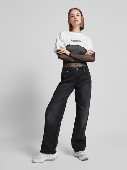 REVIEW Straight Fit Jeans aus reiner Baumwolle Black 1