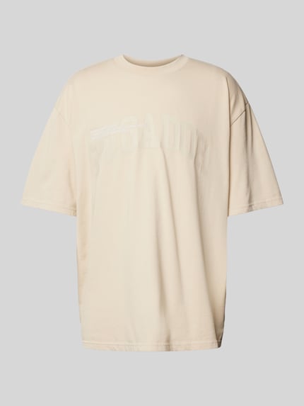 PEGADOR T-shirt o kroju oversized z nadrukiem z logo model ‘GILFORD’ Piaskowy 2