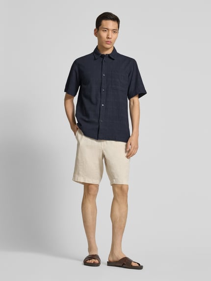 Les Deux Regular Fit Freizeithemd mit 1/2-Arm Modell 'Charlie' Dunkelblau 1