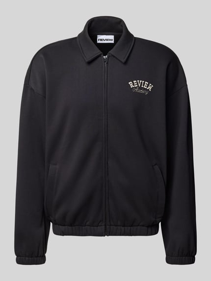 REVIEW Sweatjacke mit Umlegekragen und Eingrifftaschen Black 2