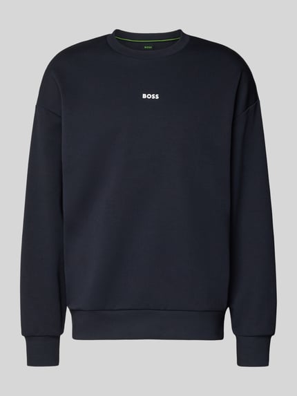 Produktfoto, Regular Fit Bluza z mieszanki bawełny Model 'STENSON' od BOSS Green, efekt: jednolity kolor, z napisem z logo, dzianina dresowa, elastyczne wykończenia.