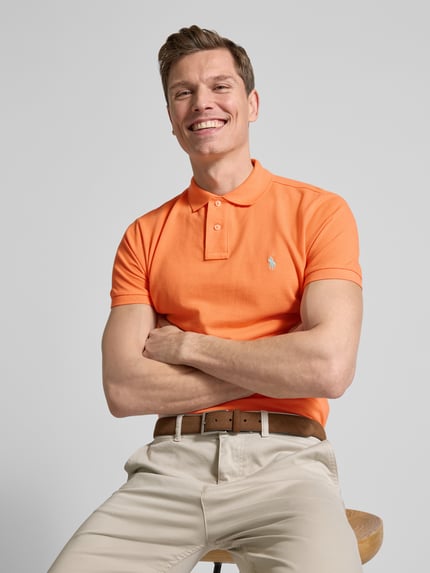 Polo Ralph Lauren Slim Fit Poloshirt mit Label-Stitching Orange 3