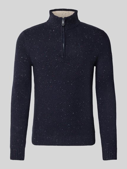 Tom Tailor Regular Fit Troyer aus Baumwoll-Mix Marine 2