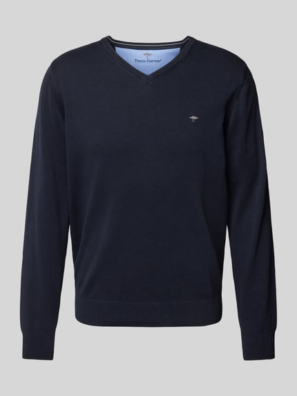 Fynch-Hatton Sweter z dekoltem w serek Granatowy 2
