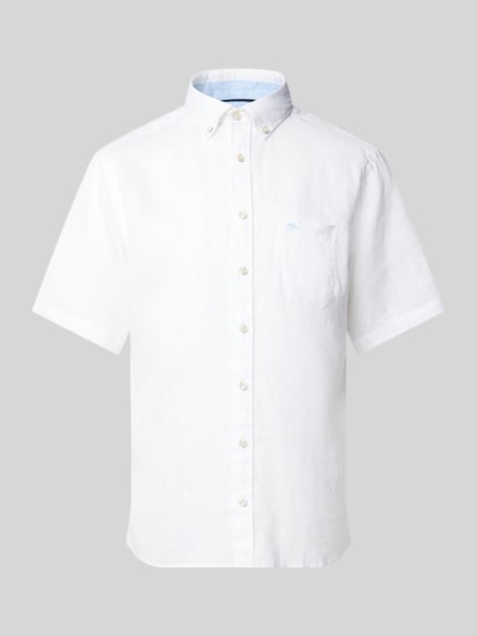 Fynch-Hatton Regular Fit Leinenhemd mit Button-Down-Kragen Weiss 2