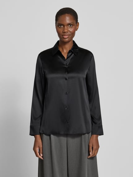 MM by Max Mara Longline blouse met lange mouwen van zijde met labeldetail Zwart - 4