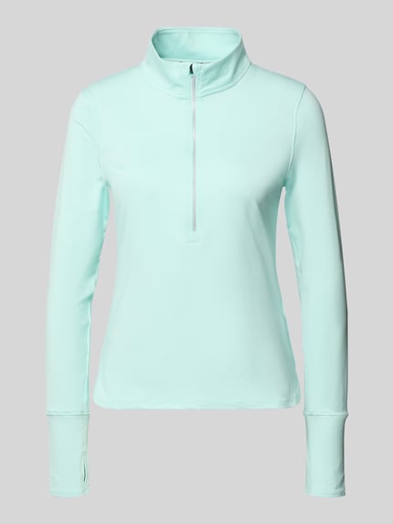 Produktfoto, Longsleeve mit Stehkragen und Reißverschluss von Under Armour in Mintgrün, glatte Textur, Regular Fit, Stretch-Material-Mix