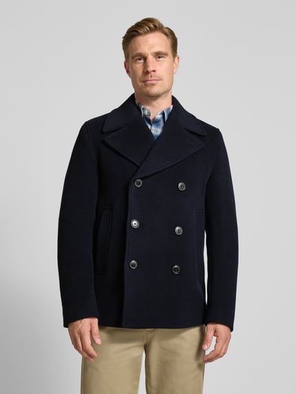 BOSS Slim Fit Mantel aus Woll-Mix Modell 'H-Hyde-Peacoat-264' Marine 4
