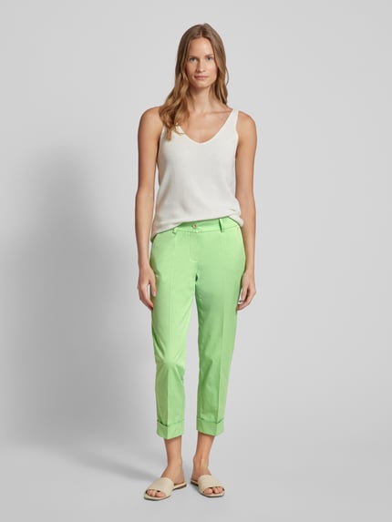 Raffaello Rossi Slim fit chino met verkort model, model 'DORA' Groen - 1
