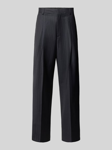 HUGO Loose Fit Bundfaltenhose aus Wolle mit Bügelfalte Dunkelblau 2