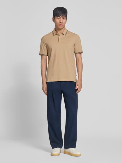 bugatti Regular Fit Poloshirt mit Logo-Stitching Beige 1