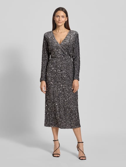 VILA Midikleid mit V-Ausschnitt Modell 'FAITH' Silber 4