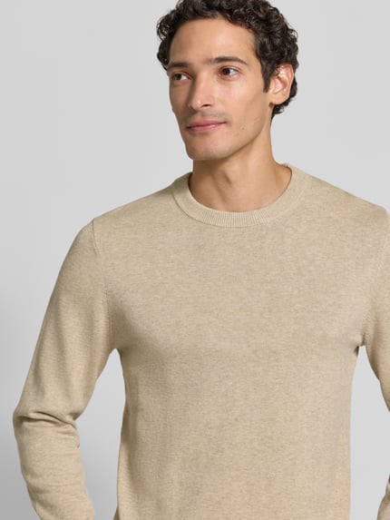MCNEAL Strickpullover aus Baumwoll-Kaschmir-Mix mit Rundhalsausschnitt Mud Melange 3