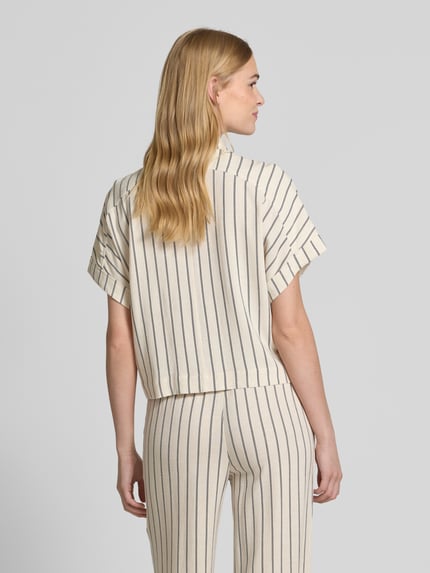 Selected Cropped Bluse aus Viskose-Leinen-Mix Modell 'VIVA' Beige 5