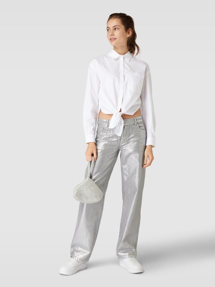 Tommy Jeans Bluse mit Saum zum Binden Weiss 1