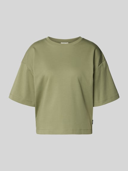 Produktfoto, Oversized T-Shirt aus reiner Baumwolle von s.Oliver RED LABEL, Optik: Unifarben, Passform: Oversized, Logo-Applikation, Rundhals, Ärmelform: Kurzarm, Materialverarbeitung: Jersey, Material: reine Baumwolle