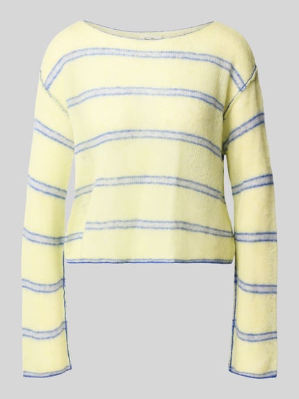 American Vintage Relaxed Fit Strickpullover aus Lyocell-Mix Modell 'BODYROW' Hellgelb 2