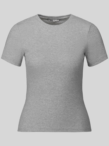 ONLY Slim fit t-shirt van katoenmix model 'RILEY' Lichtgrijs - 2