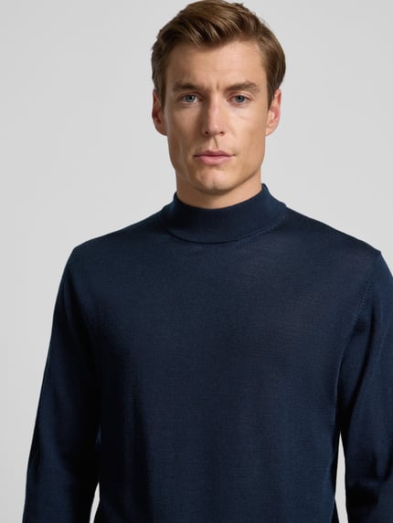 Manuel Ritz Strickpullover aus Merinowolle Marine 3