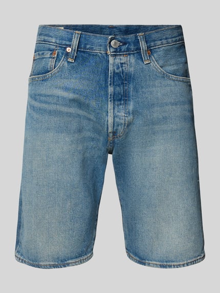 Productfoto, Bermudas im 5-Pocket-Design Modell '501®' van Levi's®, rechte fit, katoenmix met stretch, knoop- en ritssluiting, blauwe denim.