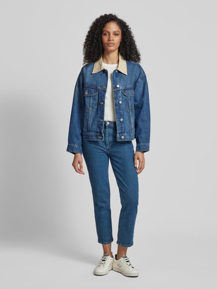 MANGO Jeansjacke mit Umlegekragen Modell 'ROOSTER' Hellblau 1