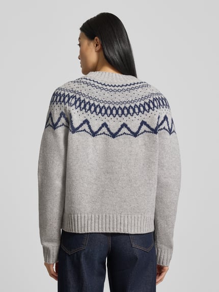 Fynch-Hatton Relaxed Fit Pullover aus reiner Wolle in Strick-Optik Hellgrau Melange 5