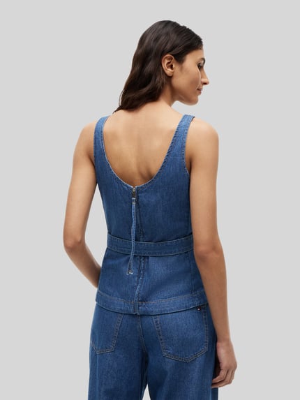 Tommy Hilfiger Regular Fit Blusentop aus reiner Baumwolle Bleu Melange 5