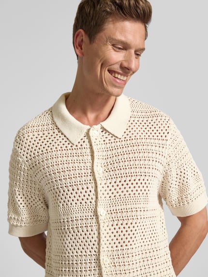 JACK & JONES Premium Bluzka z dzianiny o kroju regular fit z listwą guzikową Złamany biały 3