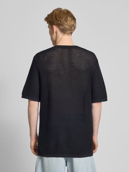 JACK & JONES Bluzka z dzianiny z okrągłym dekoltem model ‘ALMERIA’ BLACK 5