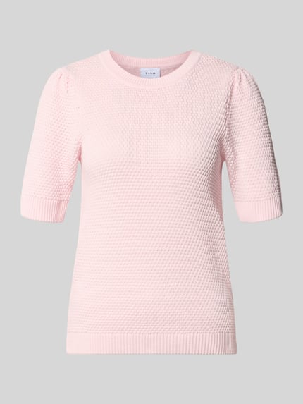 VILA Slim Fit T-Shirt in Strick-Optik Modell 'Vidalo' Hellrosa 2