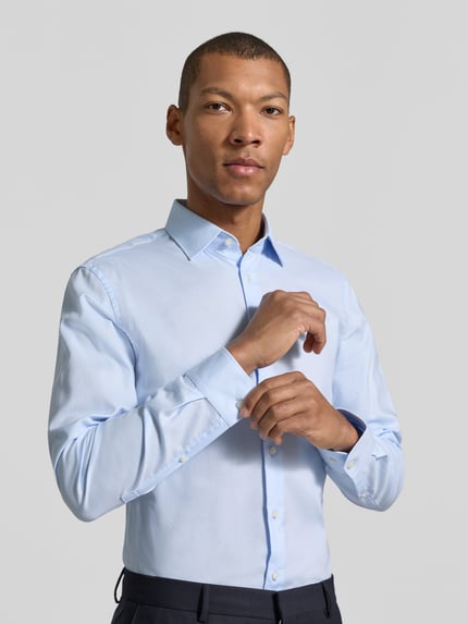 Jake*s Slim Fit Businesshemd aus reiner Baumwolle Bleu 3