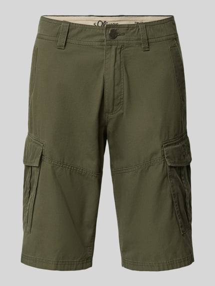 Produktfoto, Relaxed Fit Cargoshorts aus reiner Baumwolle Modell 'FILE' von s.Oliver RED LABEL, Optik: Unifarben, seitliche Eingrifftaschen, Cargotaschen, Knopf und verdeckter Reißverschluss, Textur glatt.
