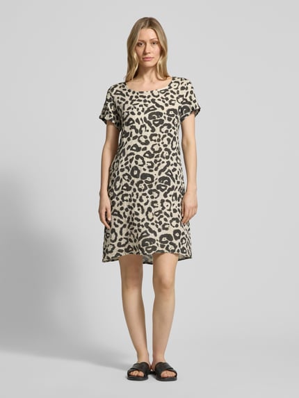 ZABAIONE Knie-lange jurk van linnen-mix met katoen-aandeel model 'Ro44saa' Beige - 1