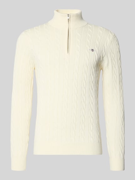 Slim Fit Troyer mit gerippten Abschlüssen Shop The Look MANNEQUINE