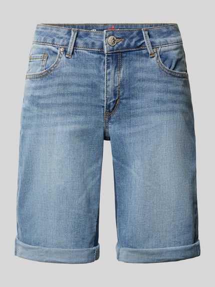 Produktfoto, Jeansshorts mit Umschlag Modell 'Italy' von Buena Vista in hellem Blau, Baumwoll-Mix, Straight Fit, sichtbare Eingrifftaschen, strukturierte Denim-Oberfläche.