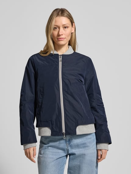 Amber & June Bomberjack met tweewegrits Marineblauw - 4